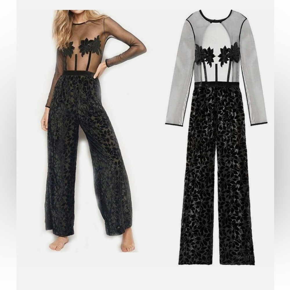 VICTORIA’S SECRET SHEER VELVET ROMPER OPEN BACK JUMPSUIT